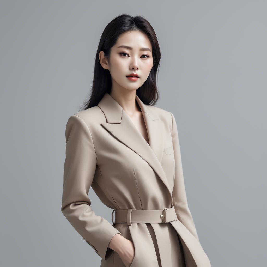 A stunning image of chic korean woman in minimalistic modern design.