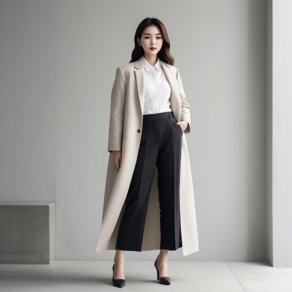 A stunning image of chic korean woman in minimalistic modern design.