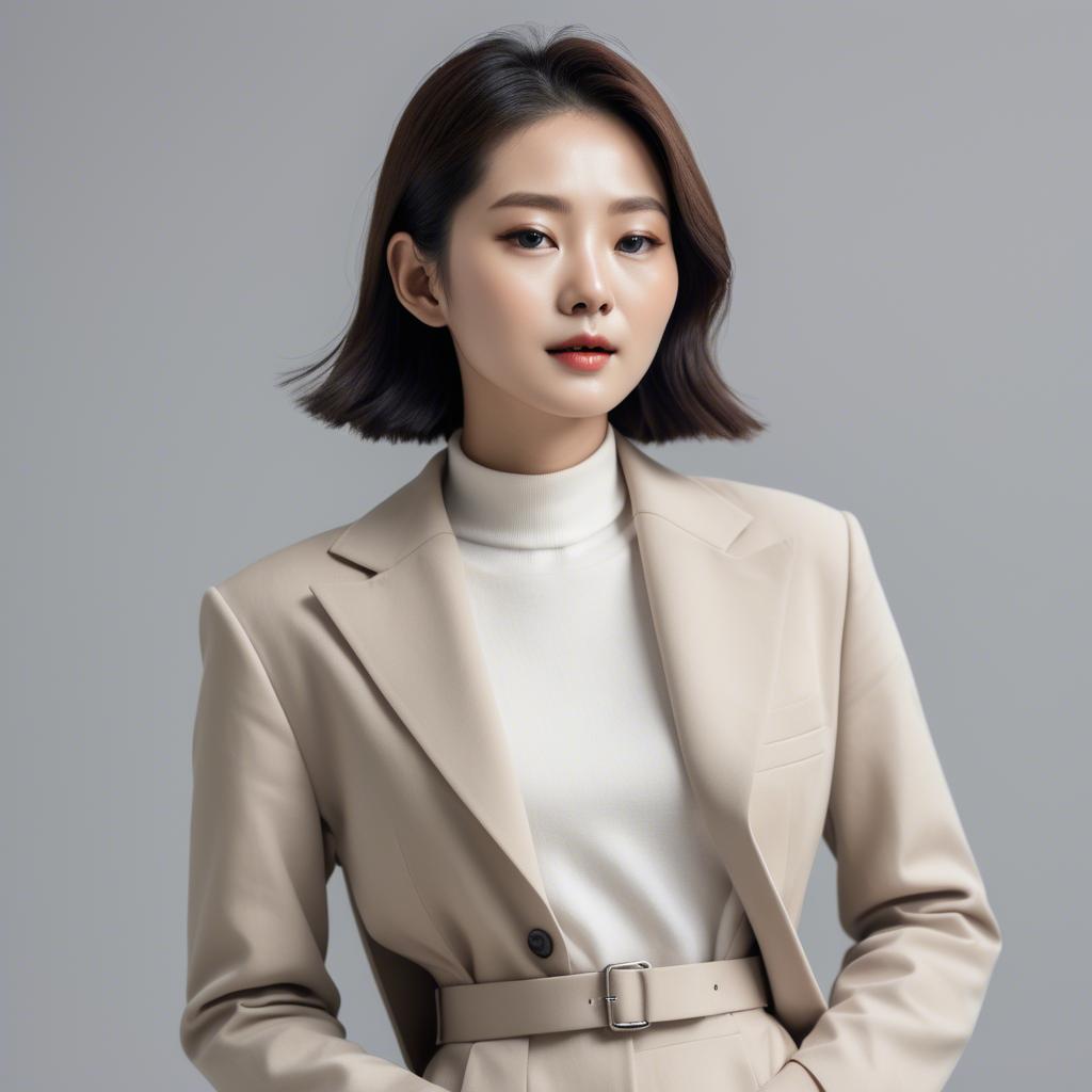 A stunning image of chic korean woman in minimalistic modern design.