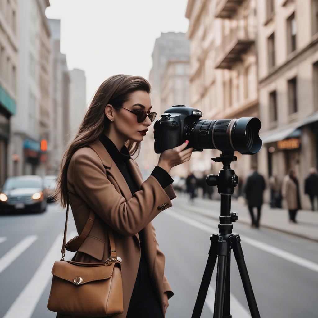 A stunning image of chic urban photographer capturing cityscapes.