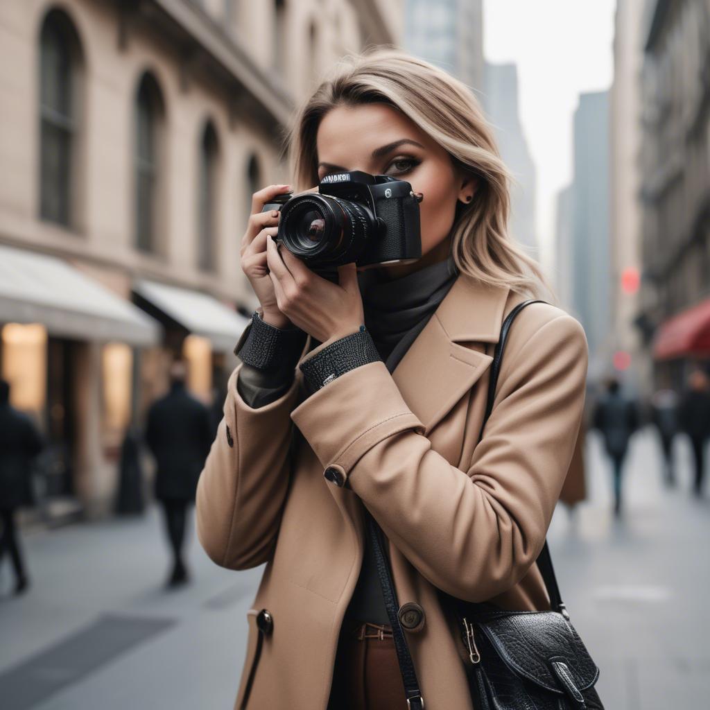A stunning image of chic urban photographer capturing cityscapes.