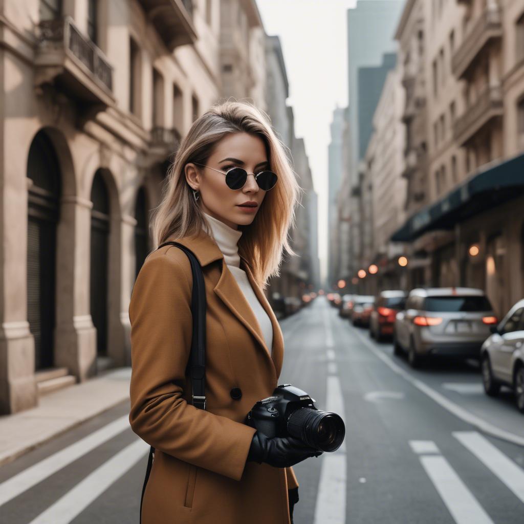 A stunning image of chic urban photographer capturing cityscapes.