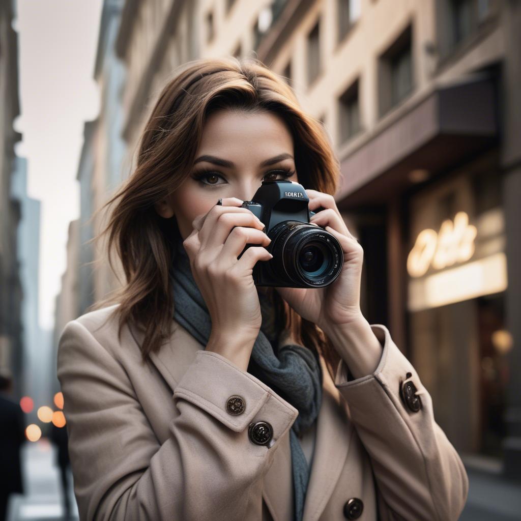 A stunning image of chic urban photographer capturing cityscapes.