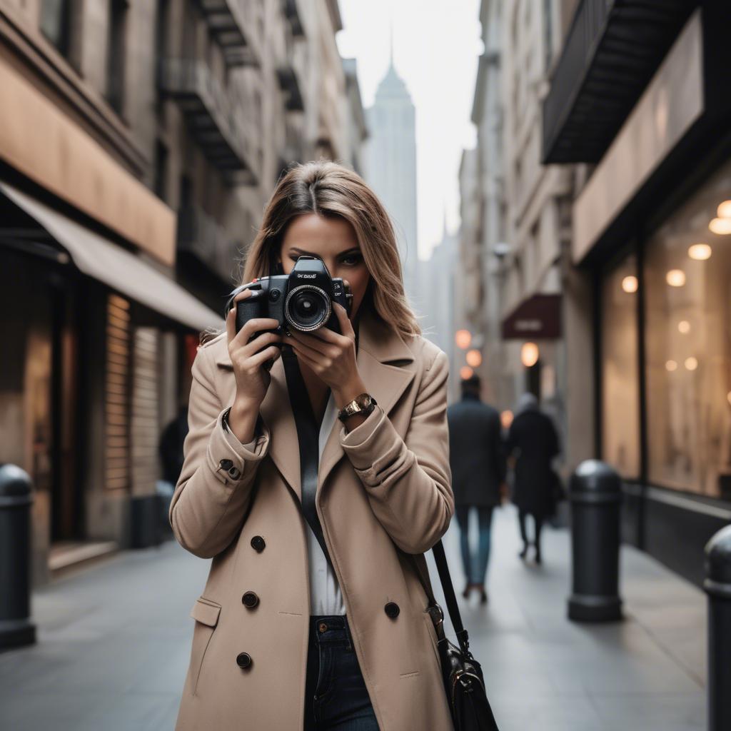 A stunning image of chic urban photographer capturing cityscapes.