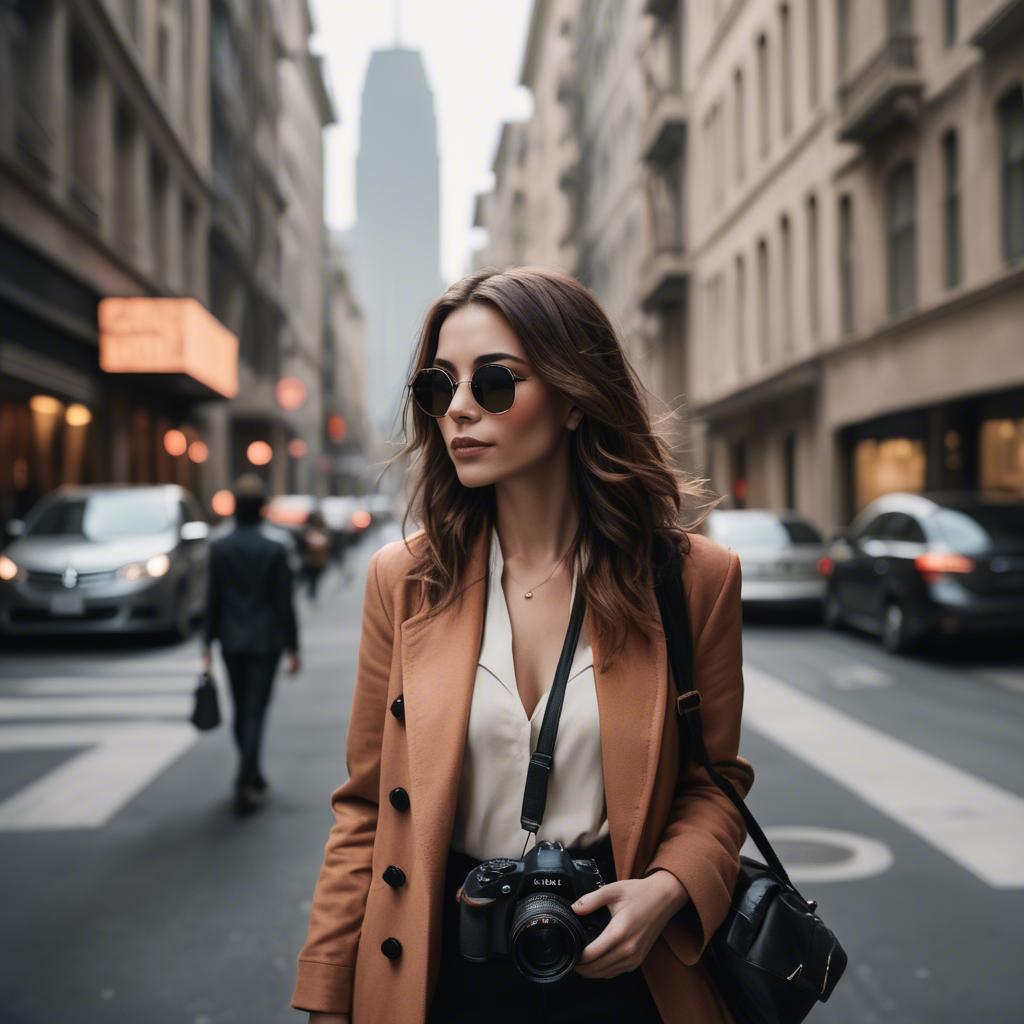 A stunning image of chic urban photographer capturing cityscapes.