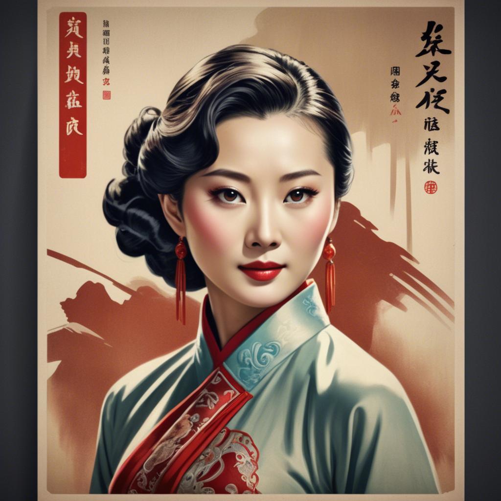 A stunning image of chinese actress in a classic film poster style.