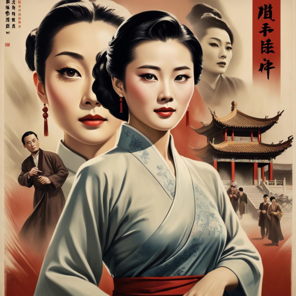 A stunning image of chinese actress in a classic film poster style.
