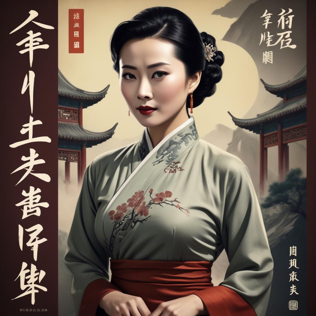 A stunning image of chinese actress in a classic film poster style.