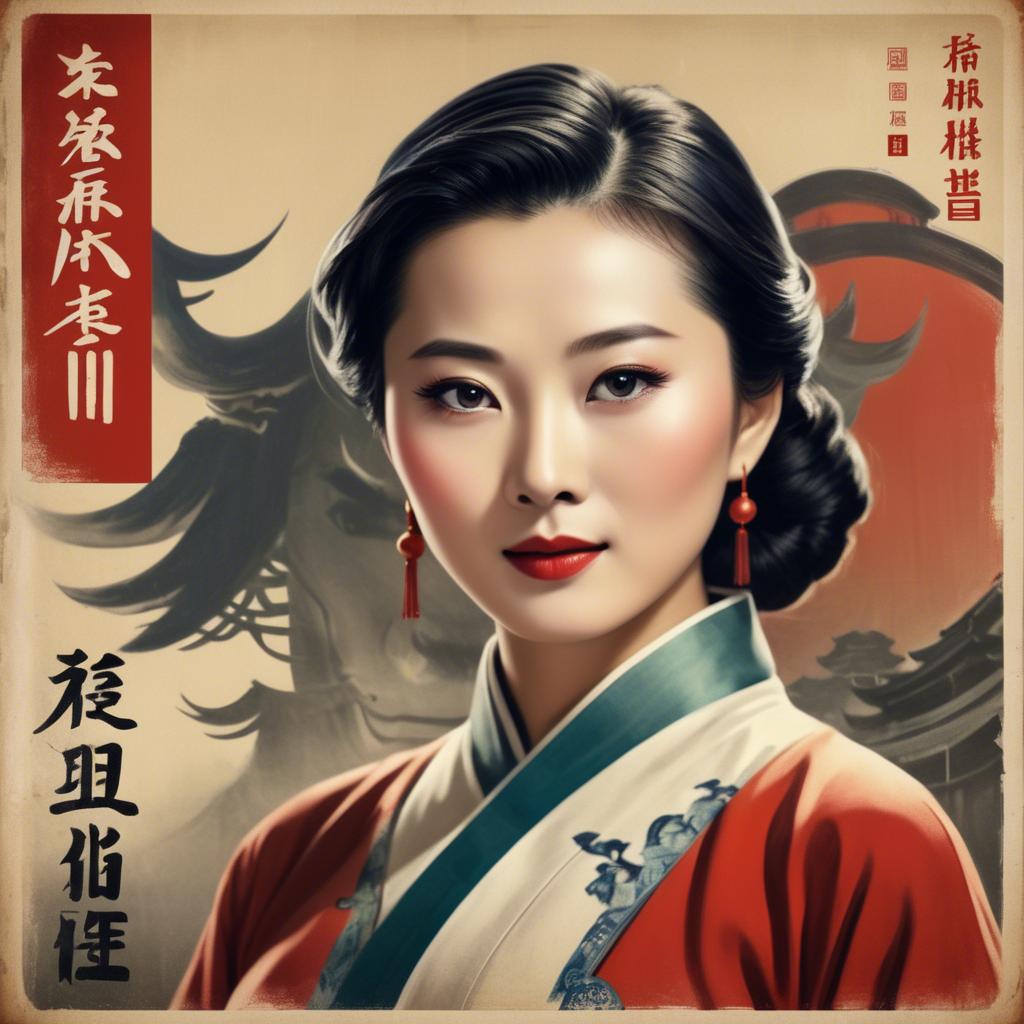 A stunning image of chinese actress in a classic film poster style.