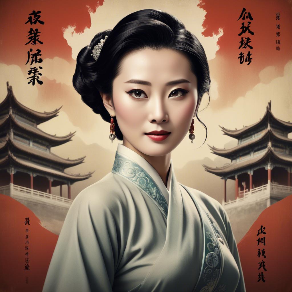 A stunning image of chinese actress in a classic film poster style.