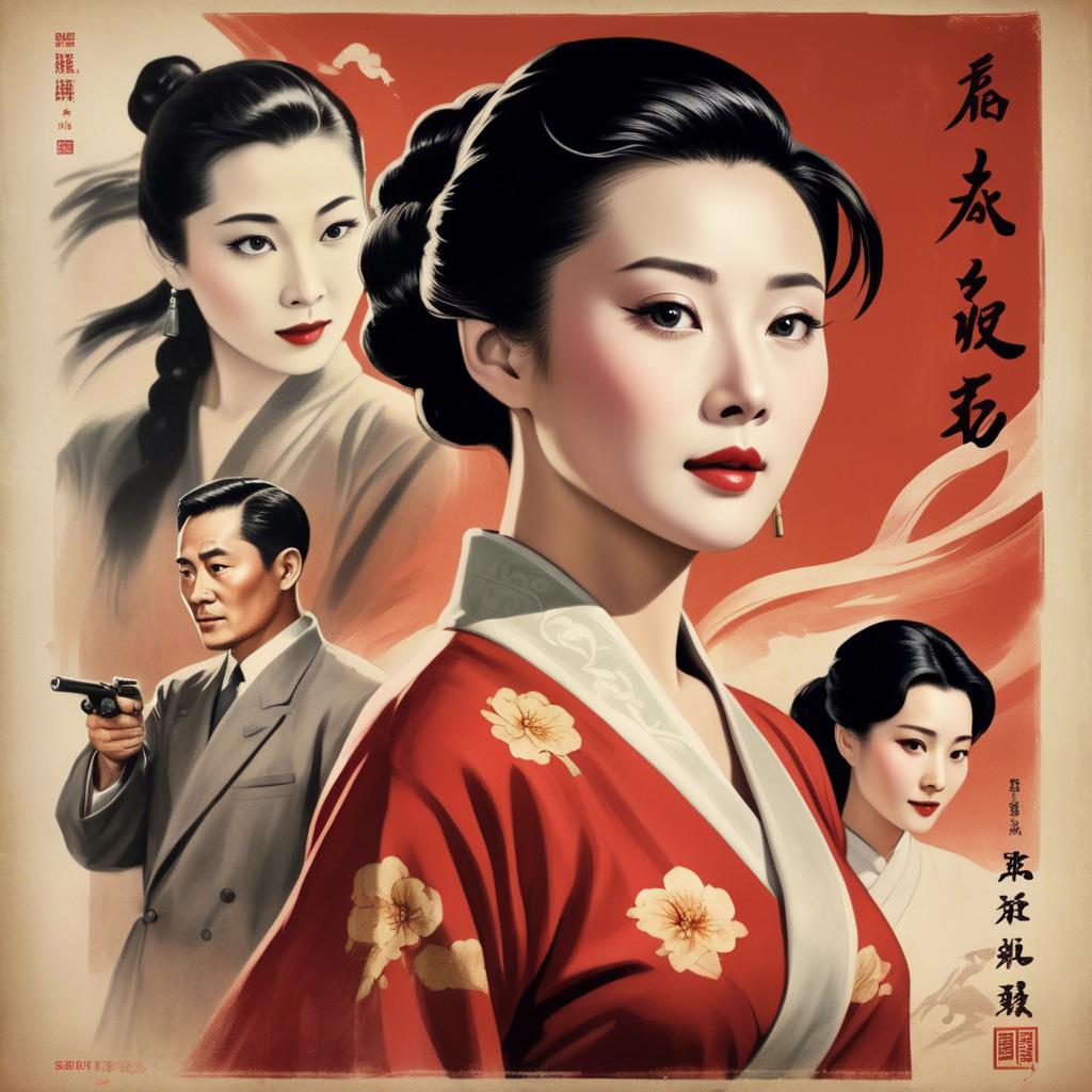 A stunning image of chinese actress in a classic film poster style.