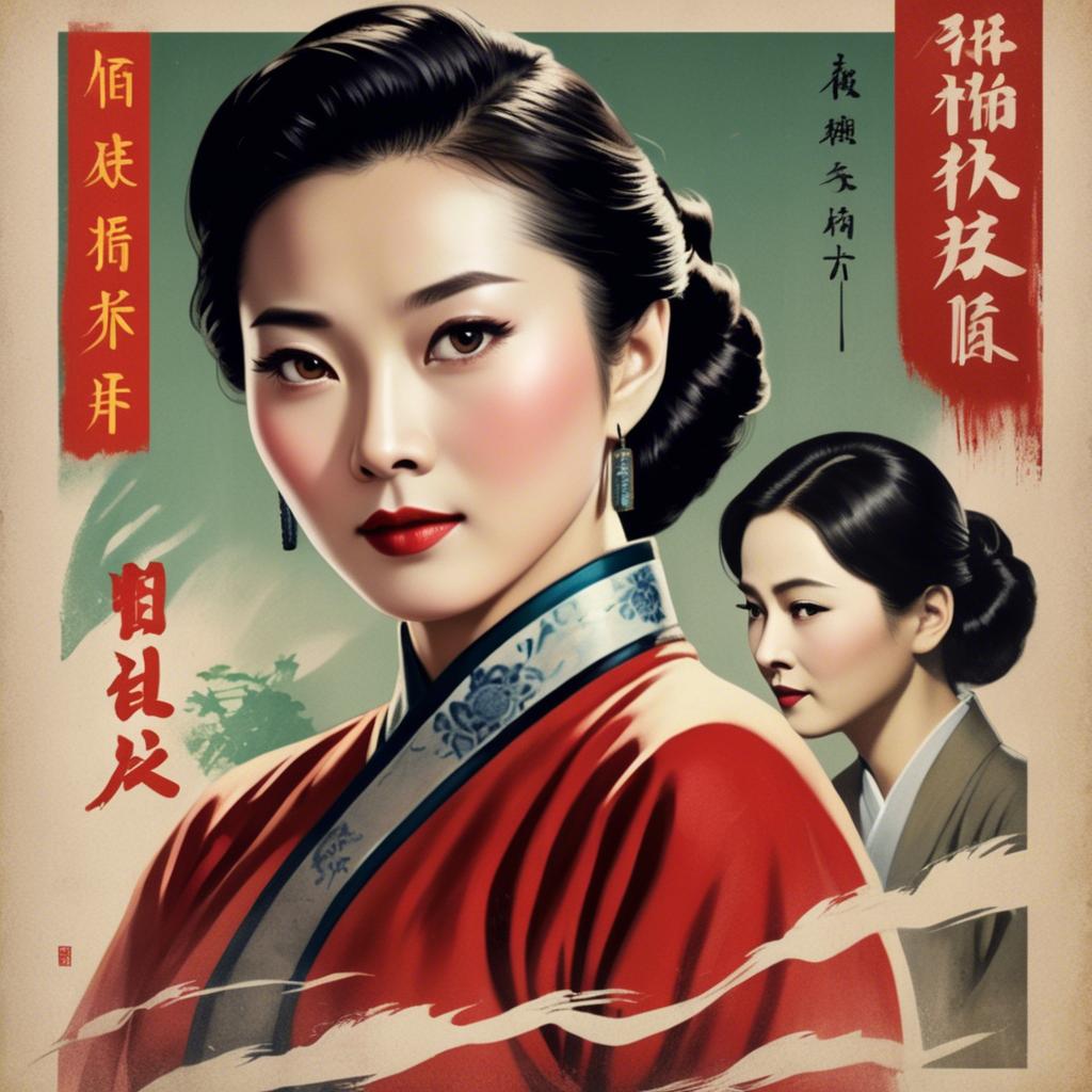 A stunning image of chinese actress in a classic film poster style.