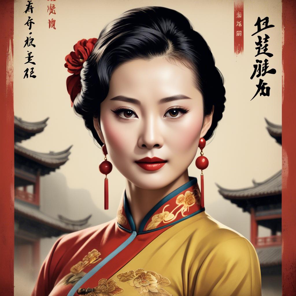A stunning image of chinese actress in a classic film poster style.