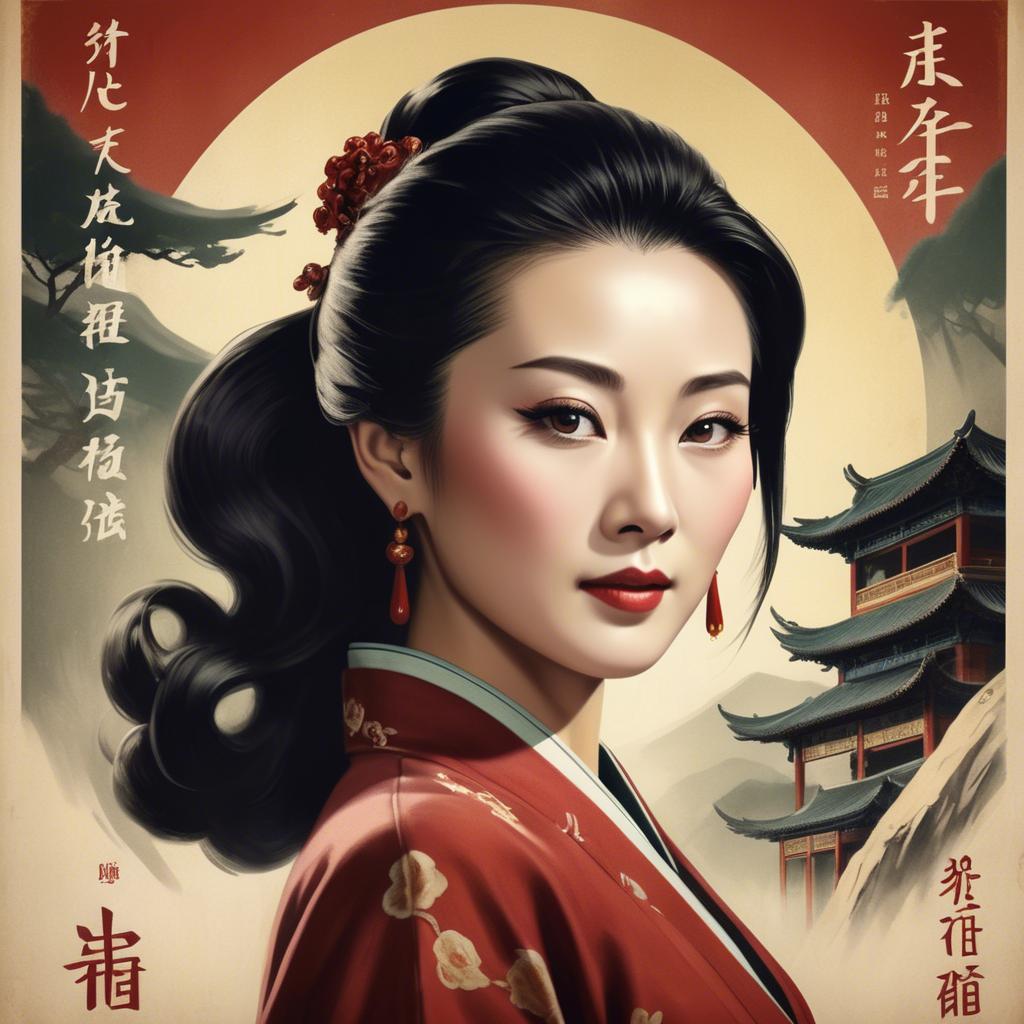 A stunning image of chinese actress in a classic film poster style.