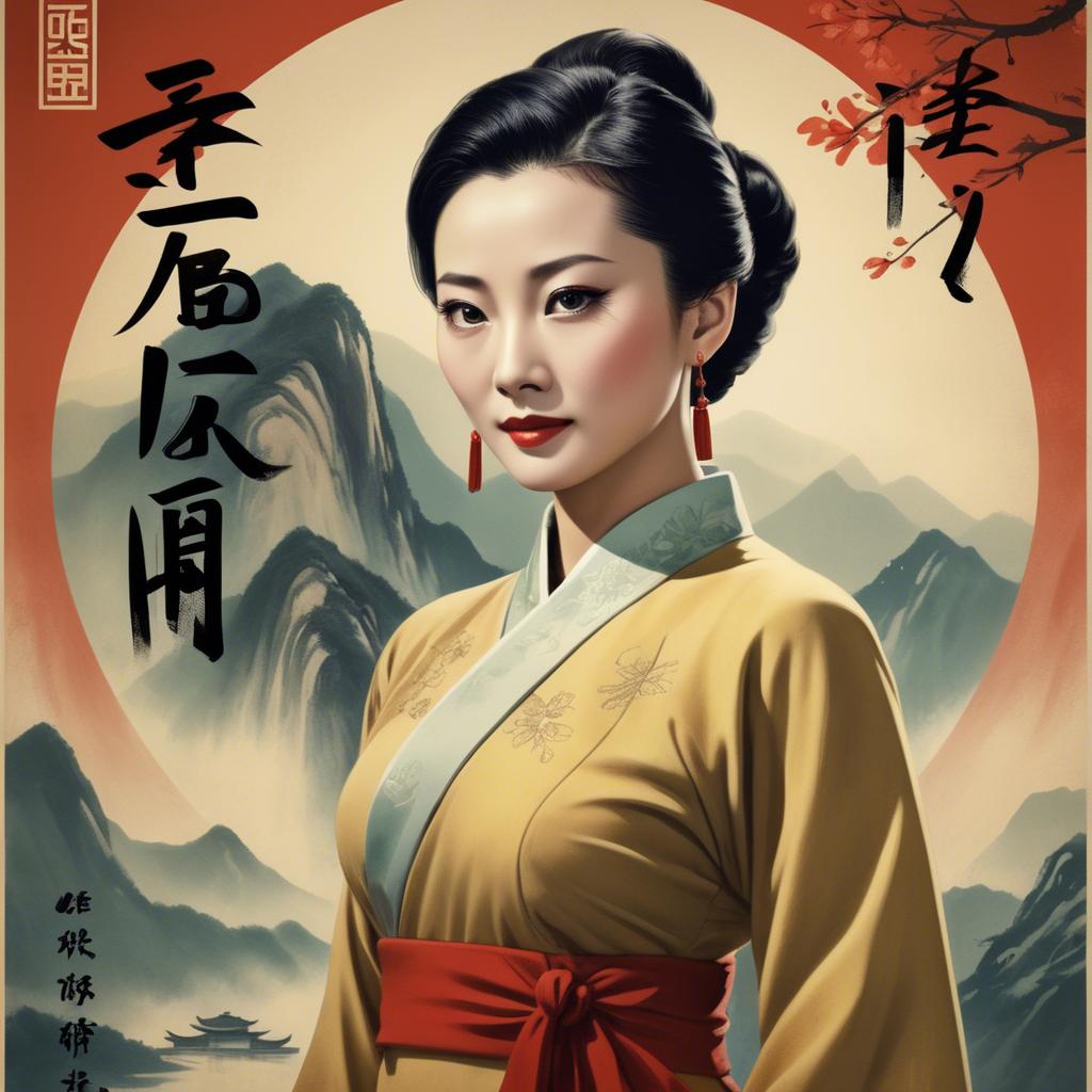 A stunning image of chinese actress in a classic film poster style.
