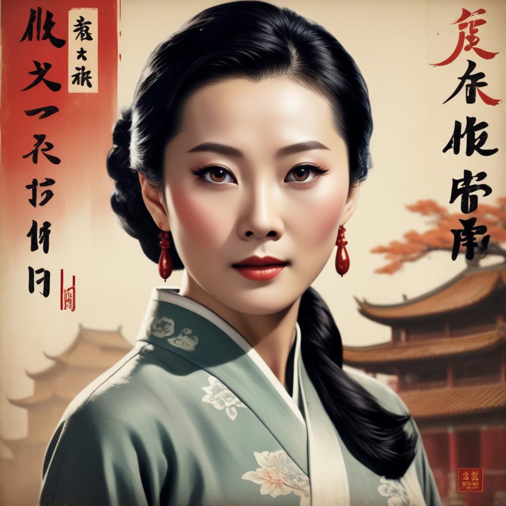 A stunning image of chinese actress in a classic film poster style.