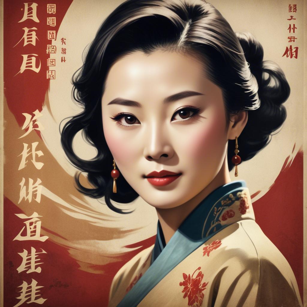 A stunning image of chinese actress in a classic film poster style.