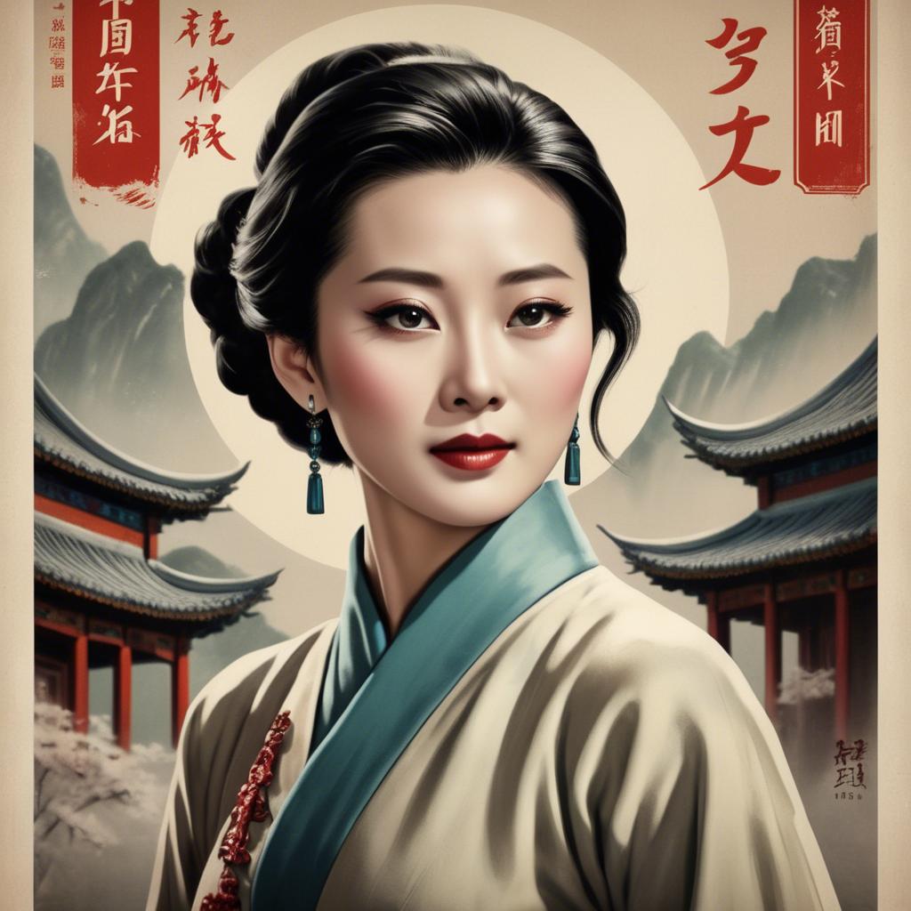 A stunning image of chinese actress in a classic film poster style.
