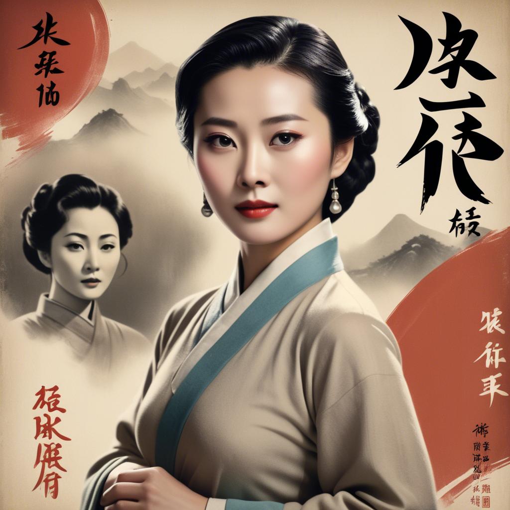 A stunning image of chinese actress in a classic film poster style.