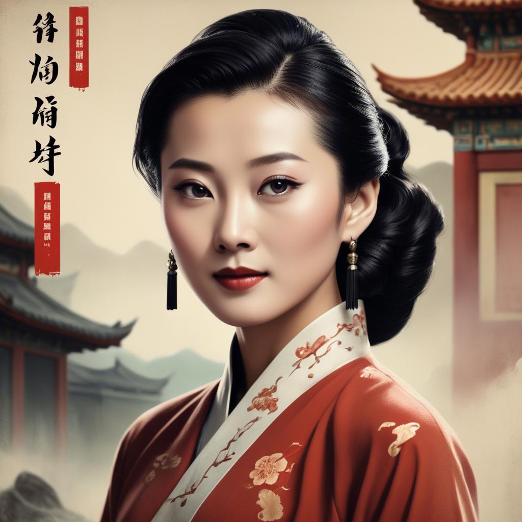 A stunning image of chinese actress in a classic film poster style.
