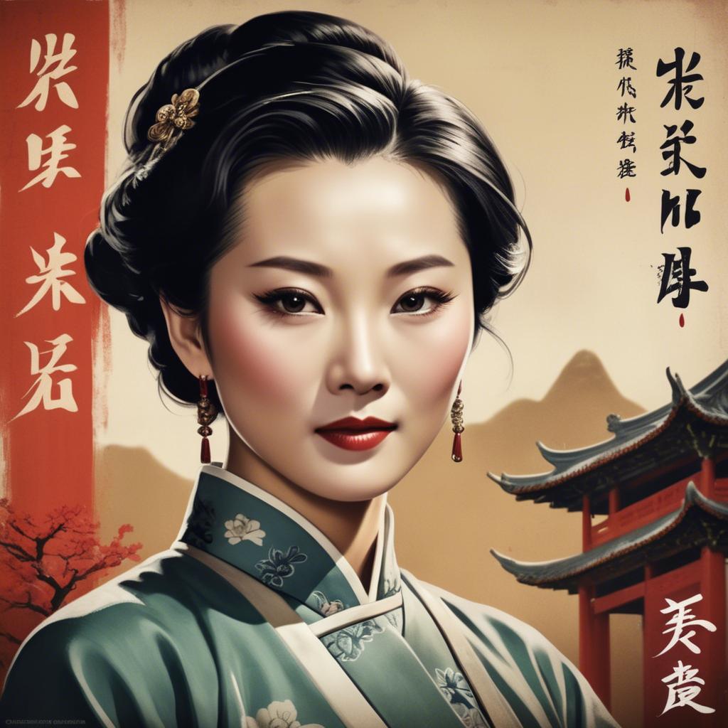 A stunning image of chinese actress in a classic film poster style.