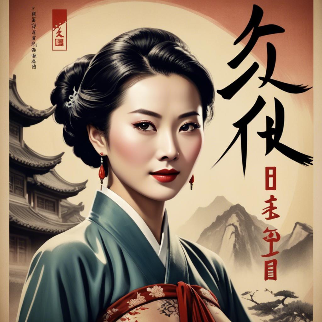 A stunning image of chinese actress in a classic film poster style.