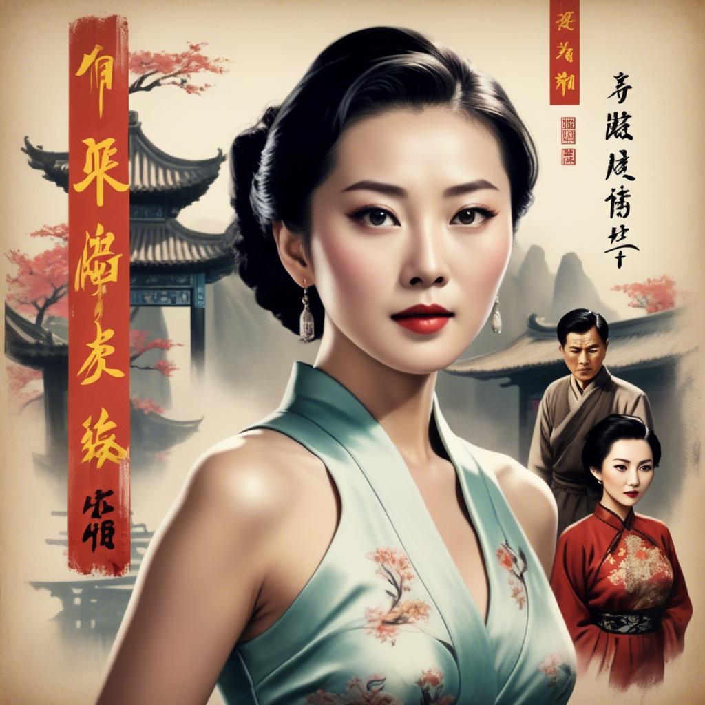 A stunning image of chinese actress in a classic film poster style.