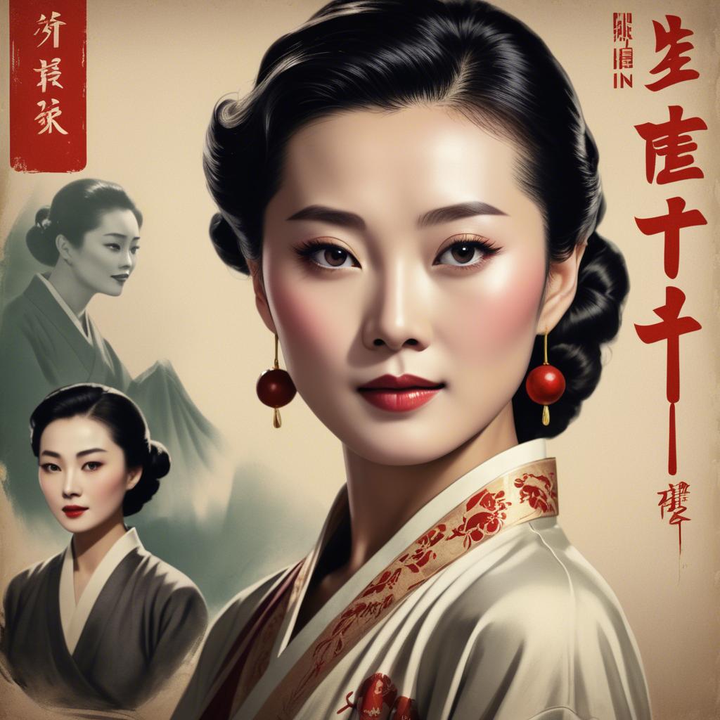 A stunning image of chinese actress in a classic film poster style.