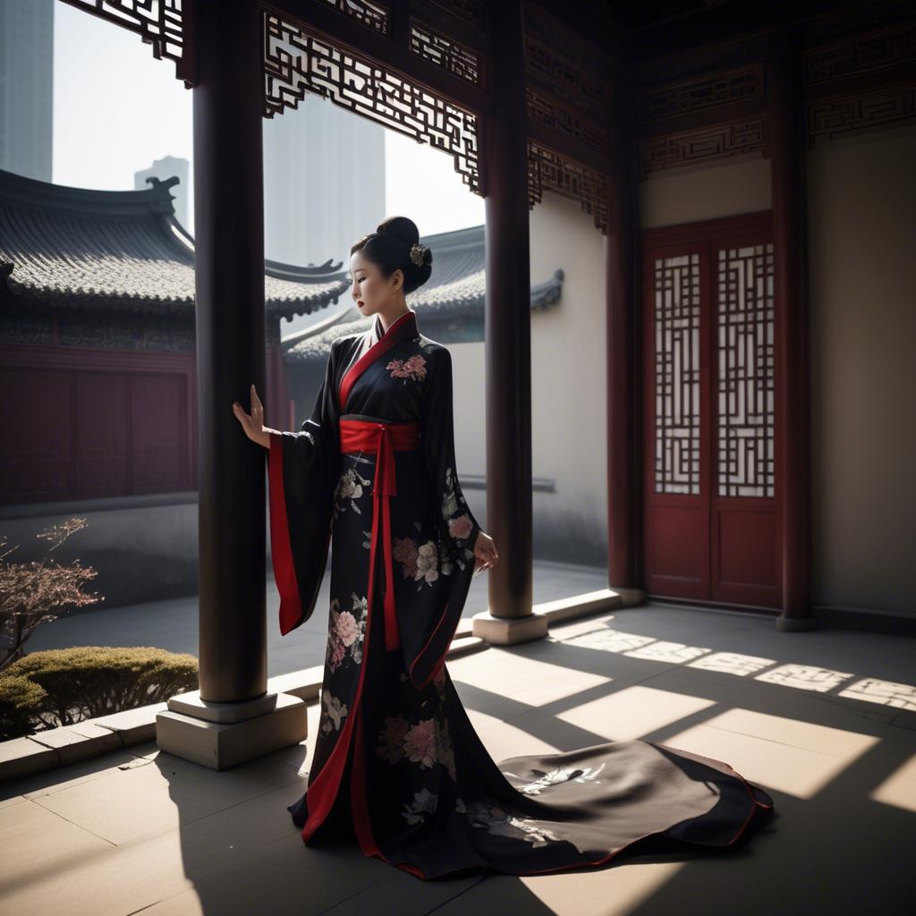 A stunning image of chinese elegance in dramatic shadows.