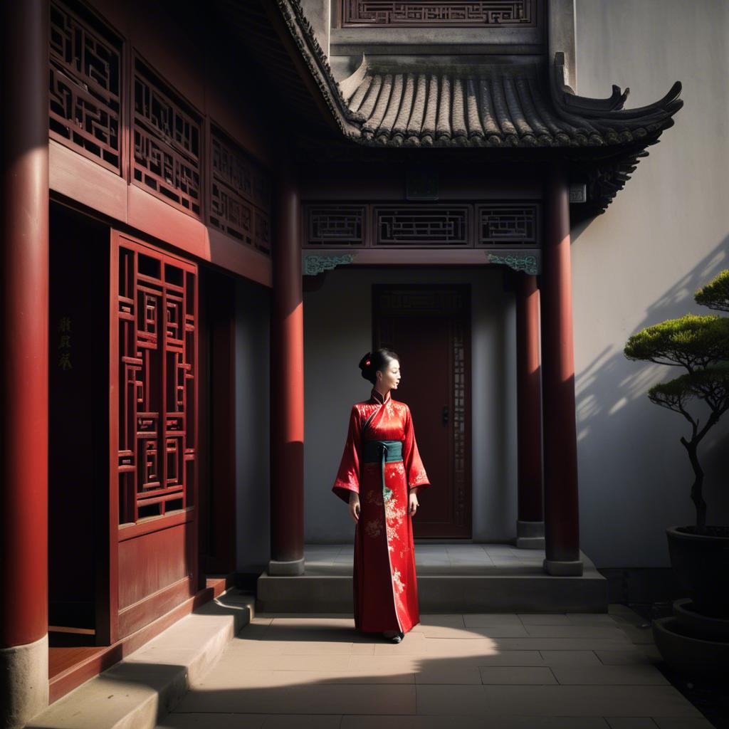 A stunning image of chinese elegance in dramatic shadows.