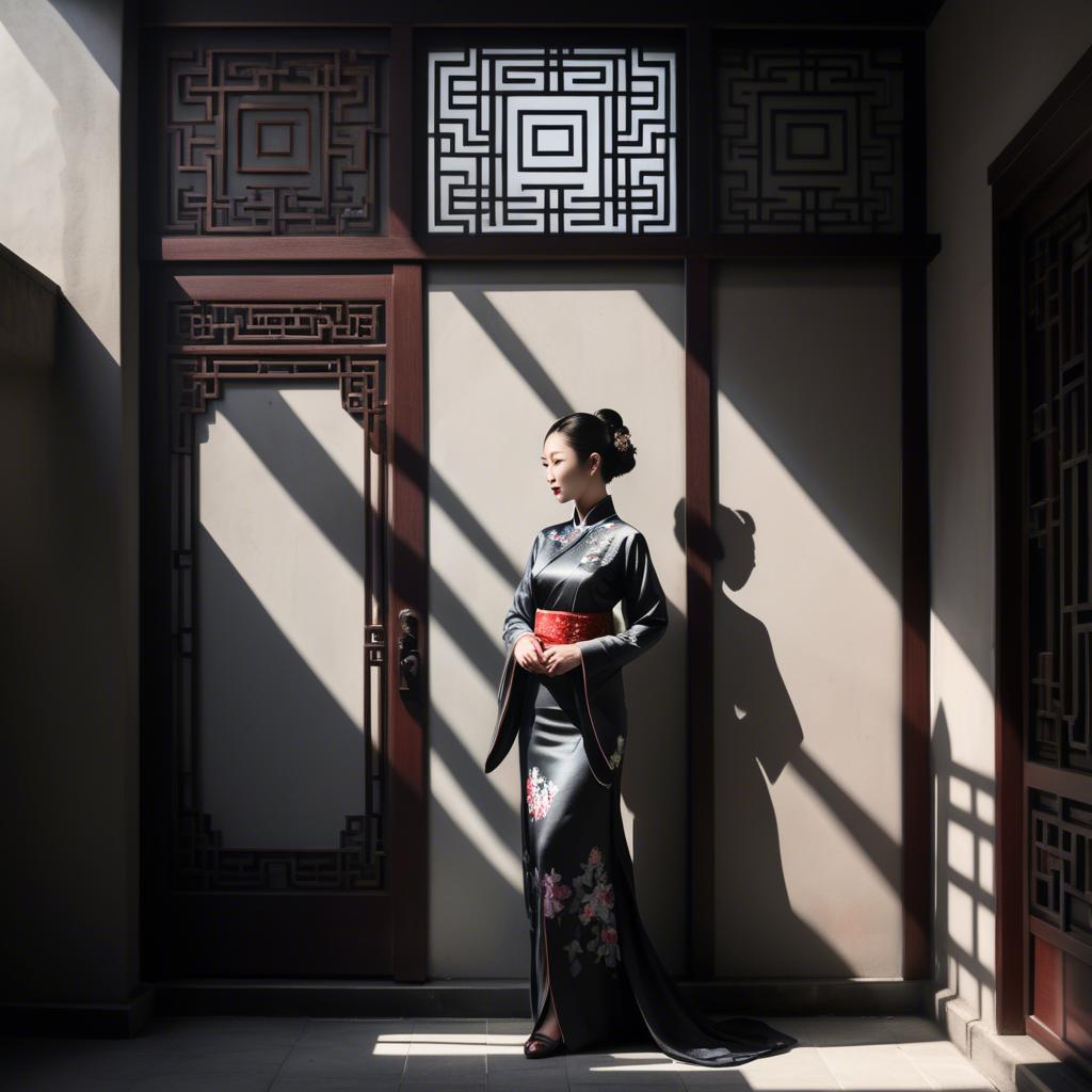 A stunning image of chinese elegance in dramatic shadows.