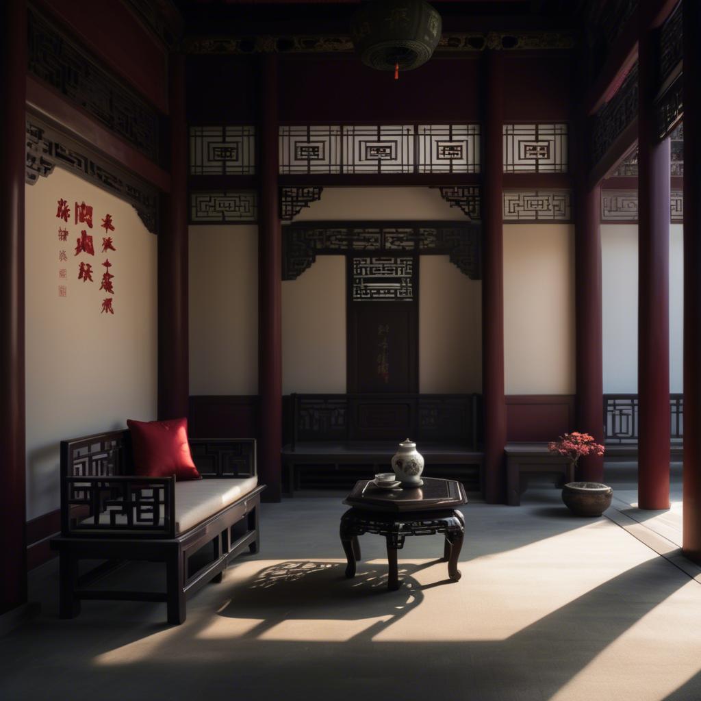A stunning image of chinese elegance in dramatic shadows.
