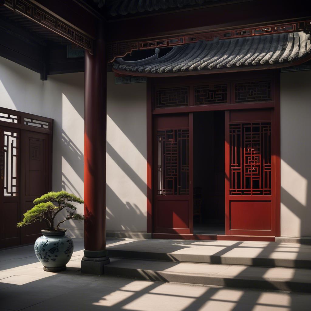 A stunning image of chinese elegance in dramatic shadows.