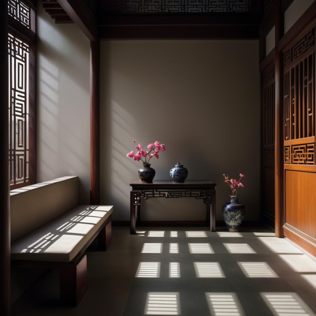 A stunning image of chinese elegance in dramatic shadows.