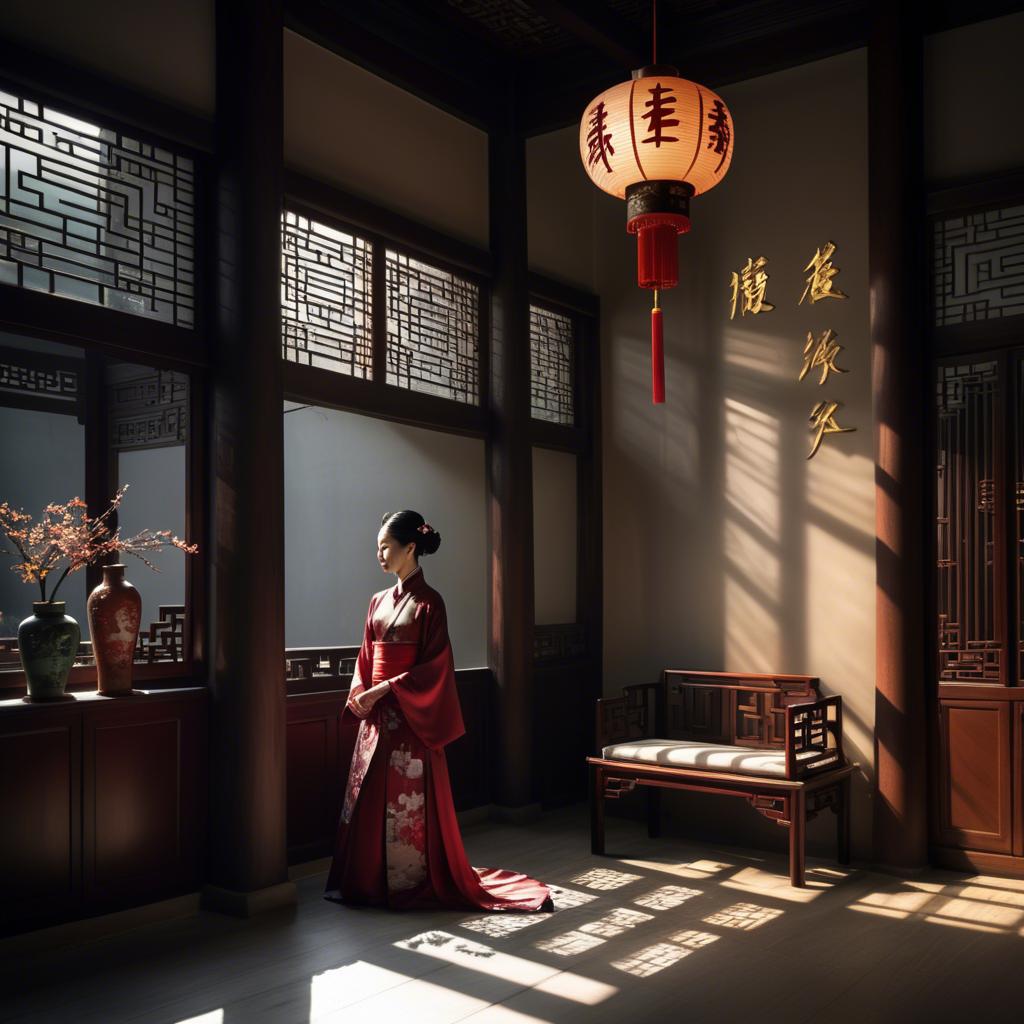 A stunning image of chinese elegance in dramatic shadows.