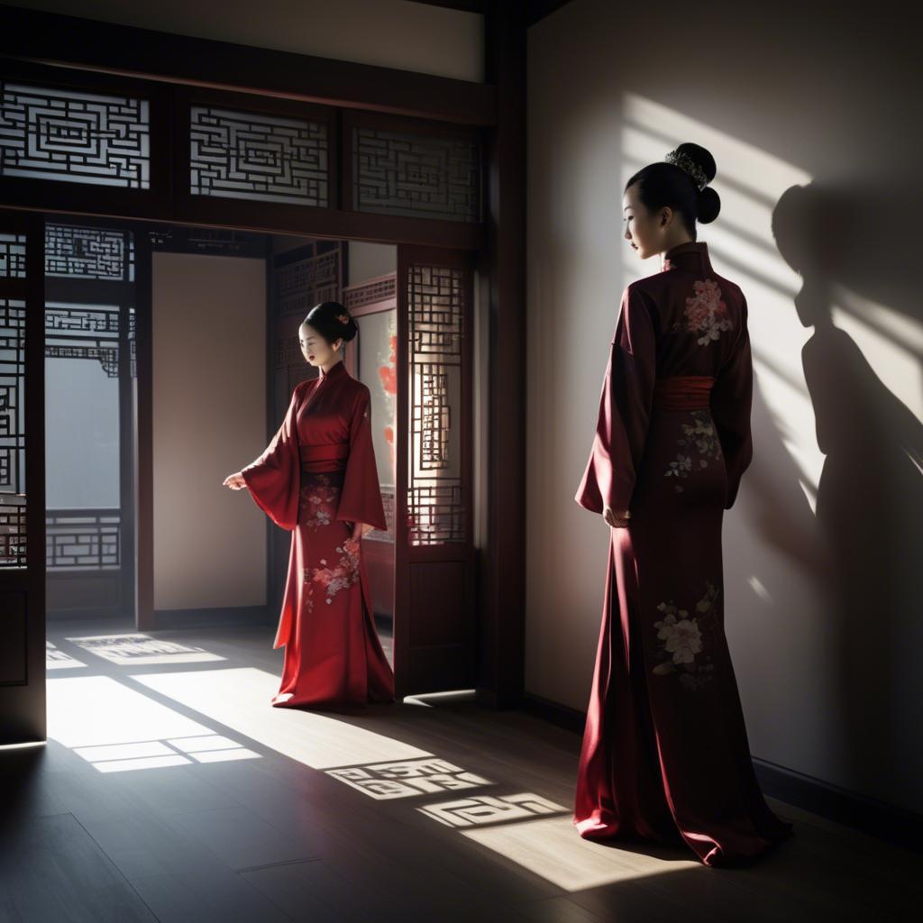 A stunning image of chinese elegance in dramatic shadows.