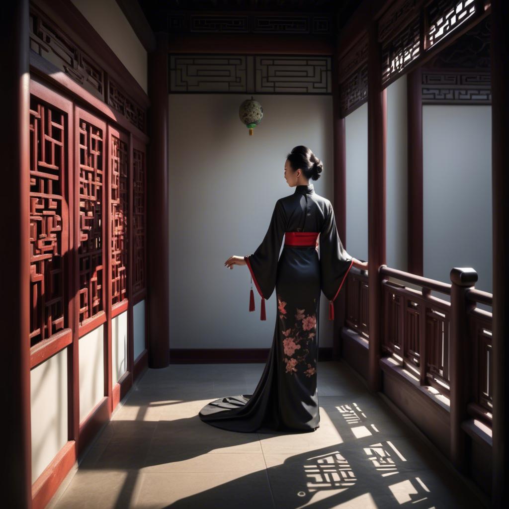 A stunning image of chinese elegance in dramatic shadows.