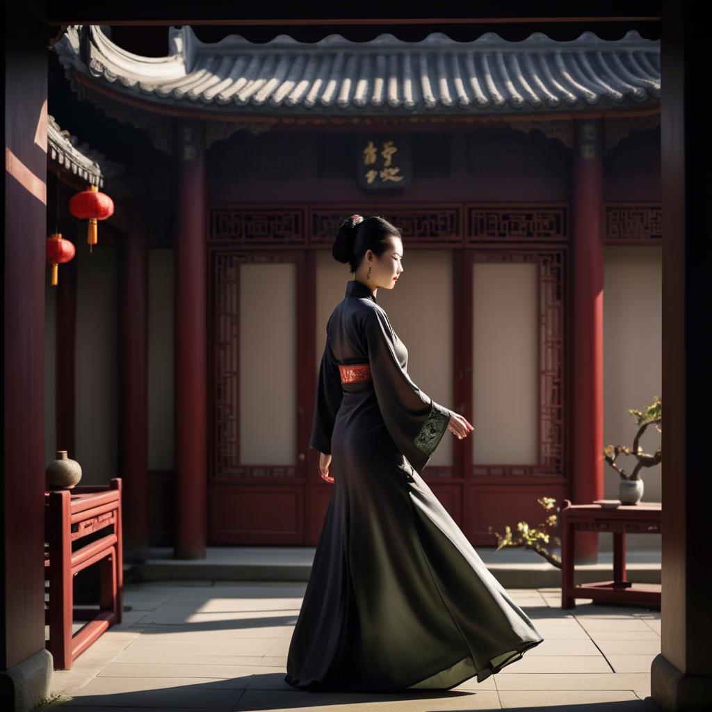A stunning image of chinese elegance in dramatic shadows.