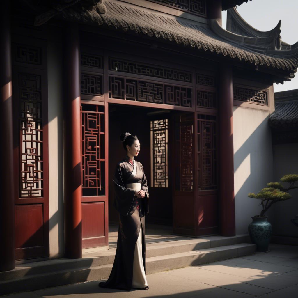 A stunning image of chinese elegance in dramatic shadows.