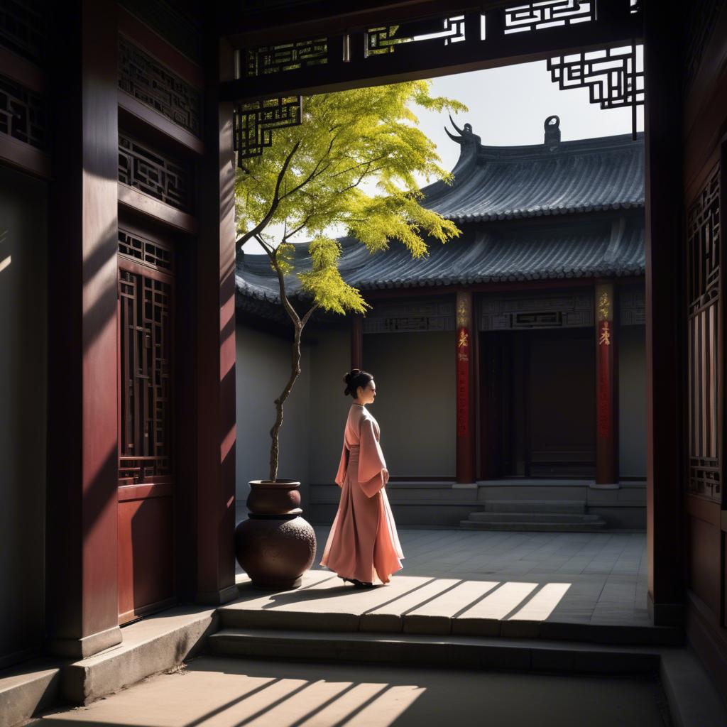 A stunning image of chinese elegance in dramatic shadows.