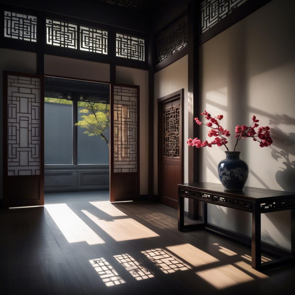 A stunning image of chinese elegance in dramatic shadows.