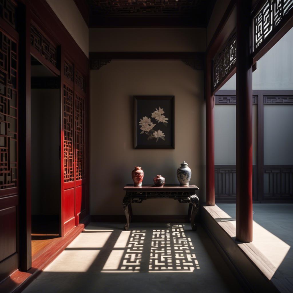 A stunning image of chinese elegance in dramatic shadows.