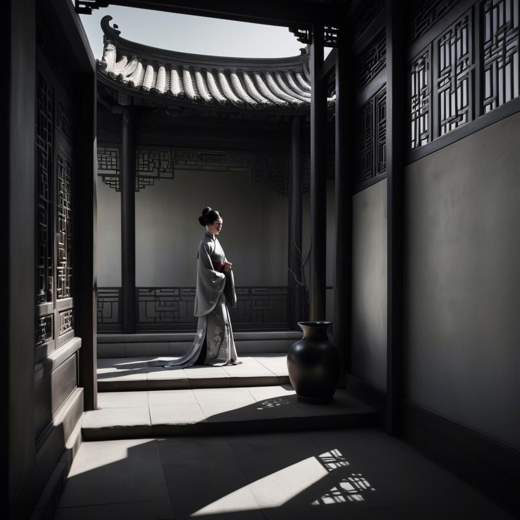 A stunning image of chinese elegance in dramatic shadows.