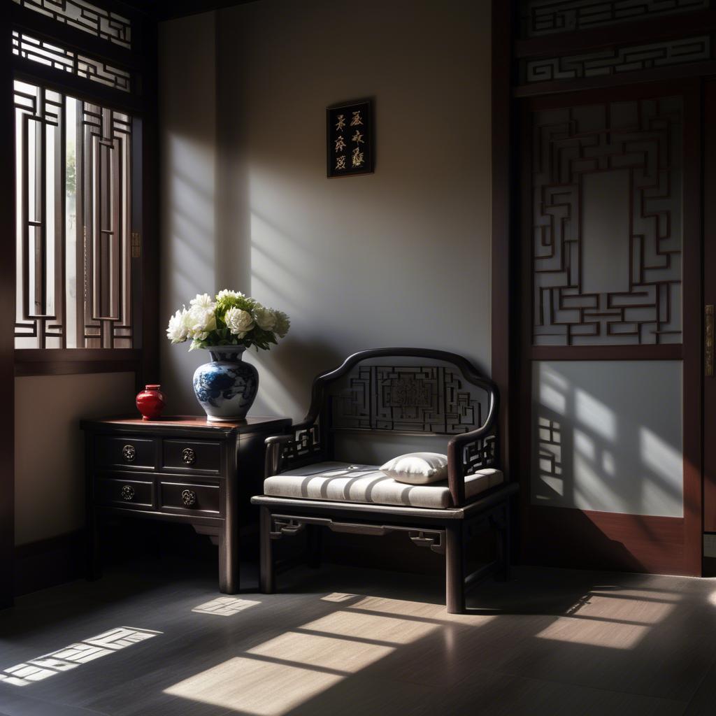 A stunning image of chinese elegance in dramatic shadows.