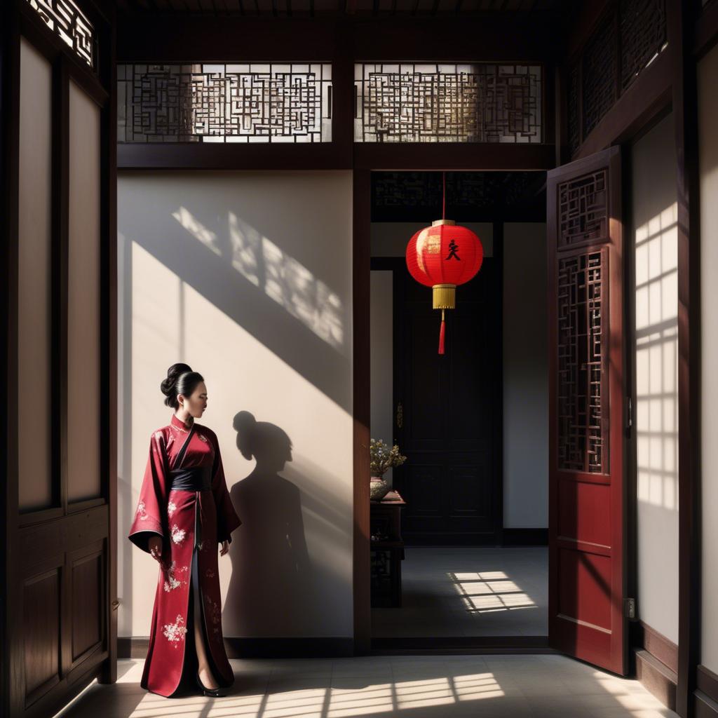 A stunning image of chinese elegance in dramatic shadows.