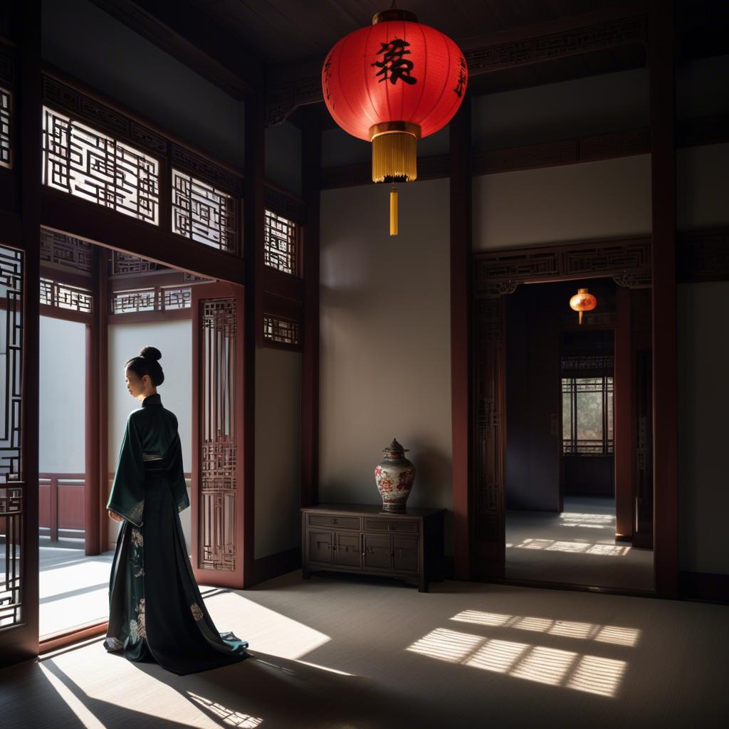 A stunning image of chinese elegance in dramatic shadows.