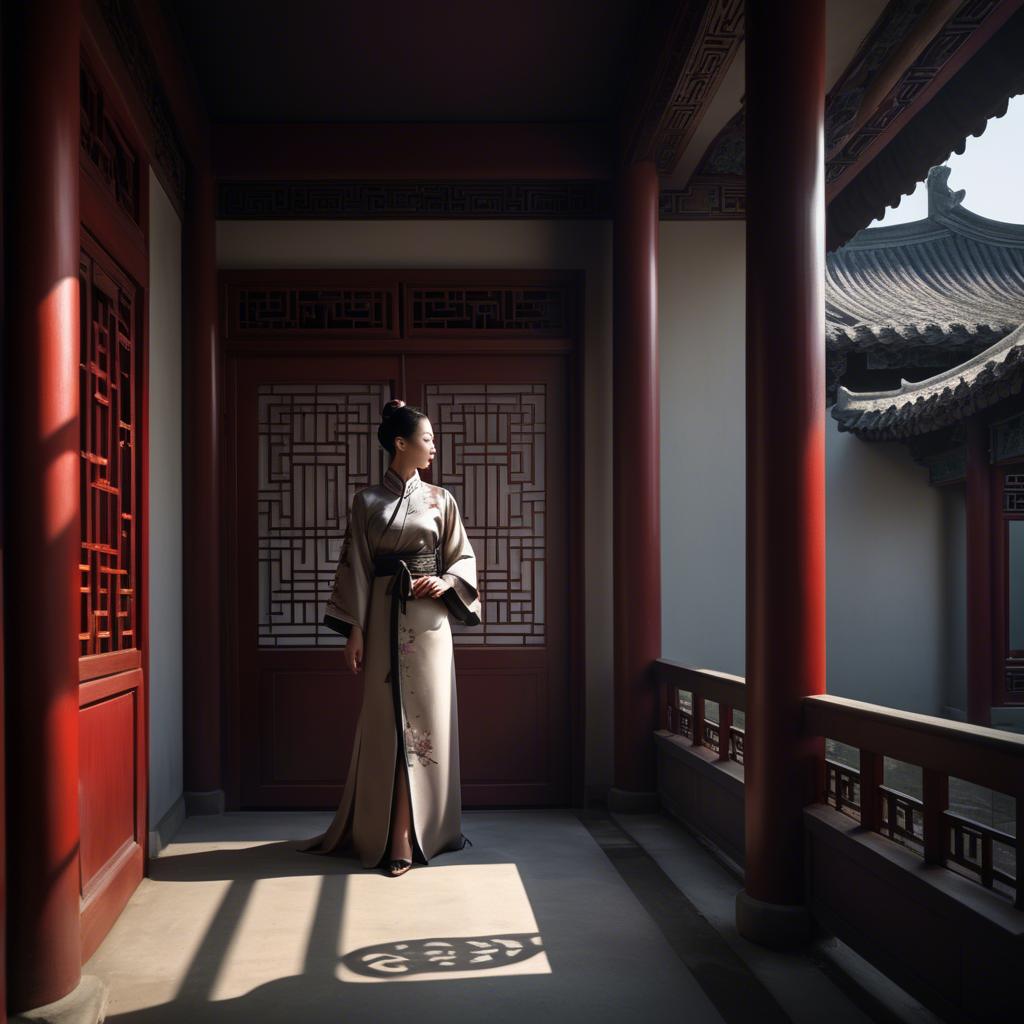 A stunning image of chinese elegance in dramatic shadows.