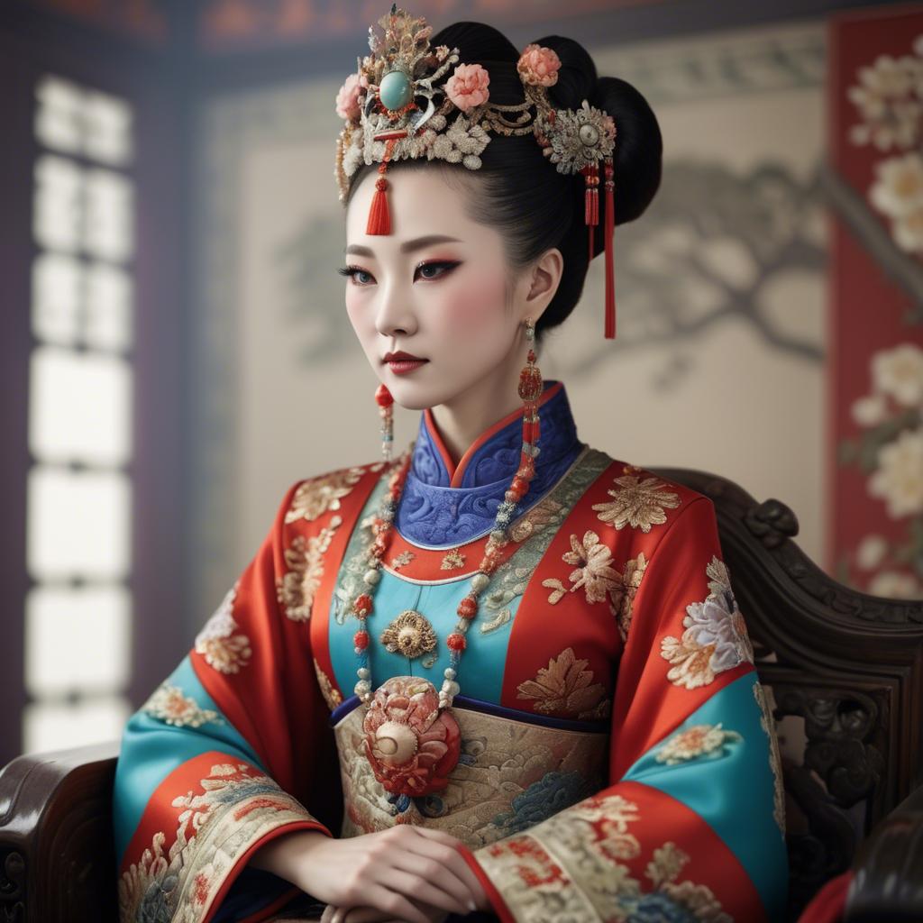 A stunning image of chinese empress in intricate traditional attire.