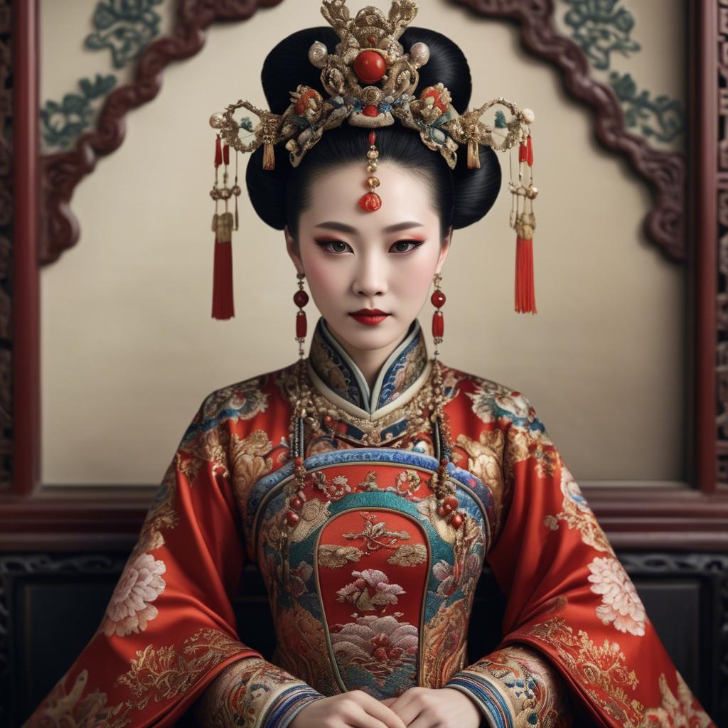 A stunning image of chinese empress in intricate traditional attire.
