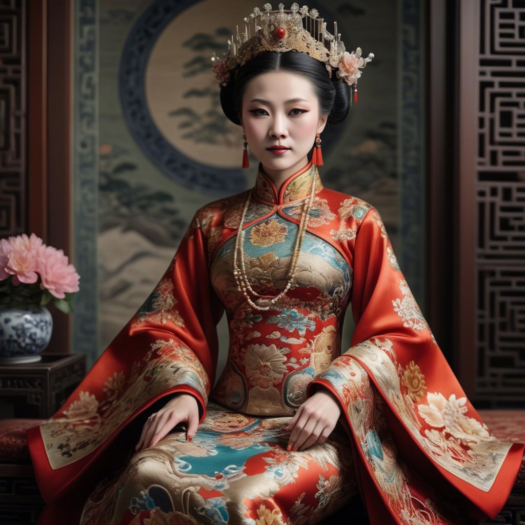 A stunning image of chinese empress in intricate traditional attire.